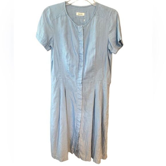 Malvin Sz M* Light Blue Linen Casual Summer Button Front Shirt Dress - Picture 1 of 6